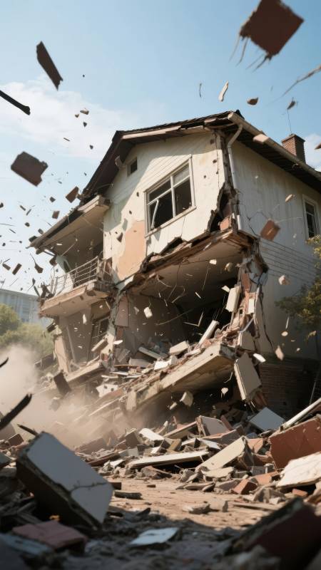 房屋坍塌瞬间图片