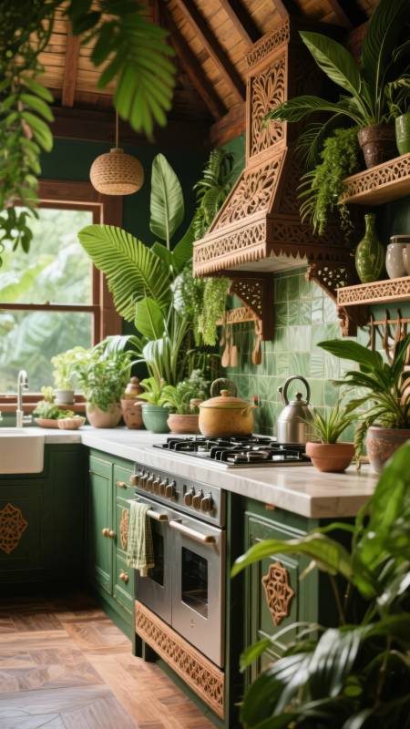 绿意盎然的厨房图片