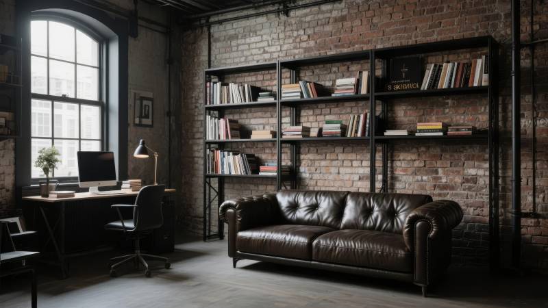 工业风书房一角图片