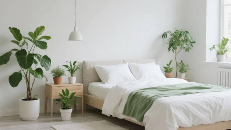 绿植点缀的卧室图片