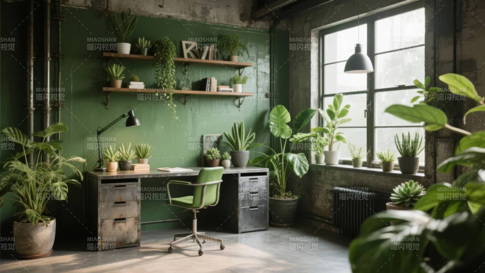 绿意盎然的工作室图片