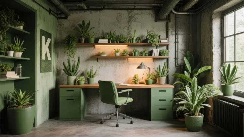 绿意盎然的办公角落图片