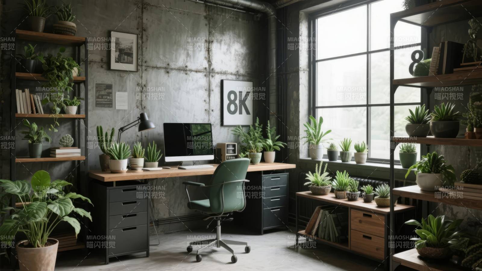 绿意盎然的办公角落图片