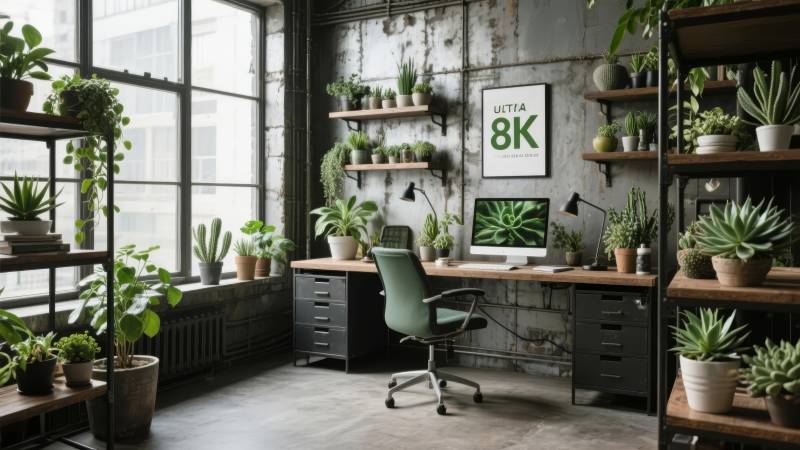 绿意盎然的办公角落图片