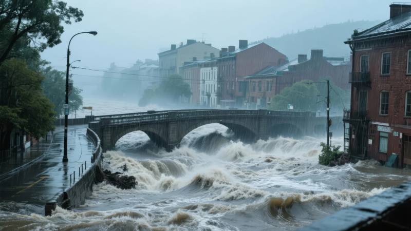 暴雨中的城市洪流图片