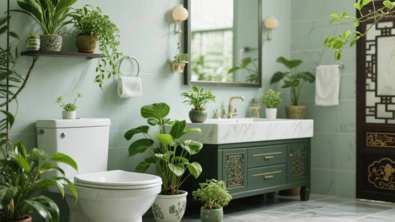 绿意盎然的浴室图片