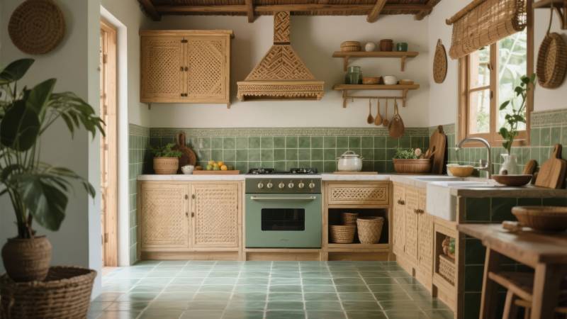 绿意盎然的田园厨房图片