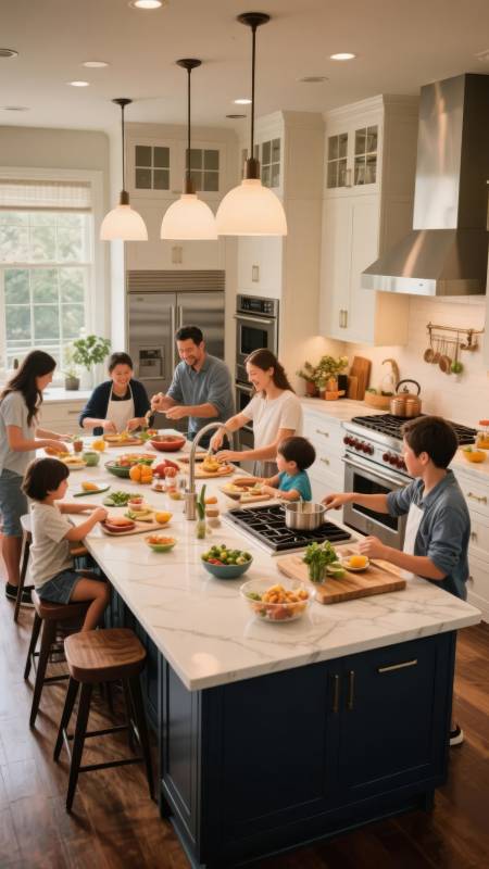 温馨厨房共制美食图片