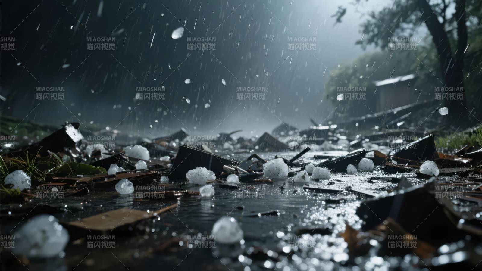 暴雨中的冰雹图片