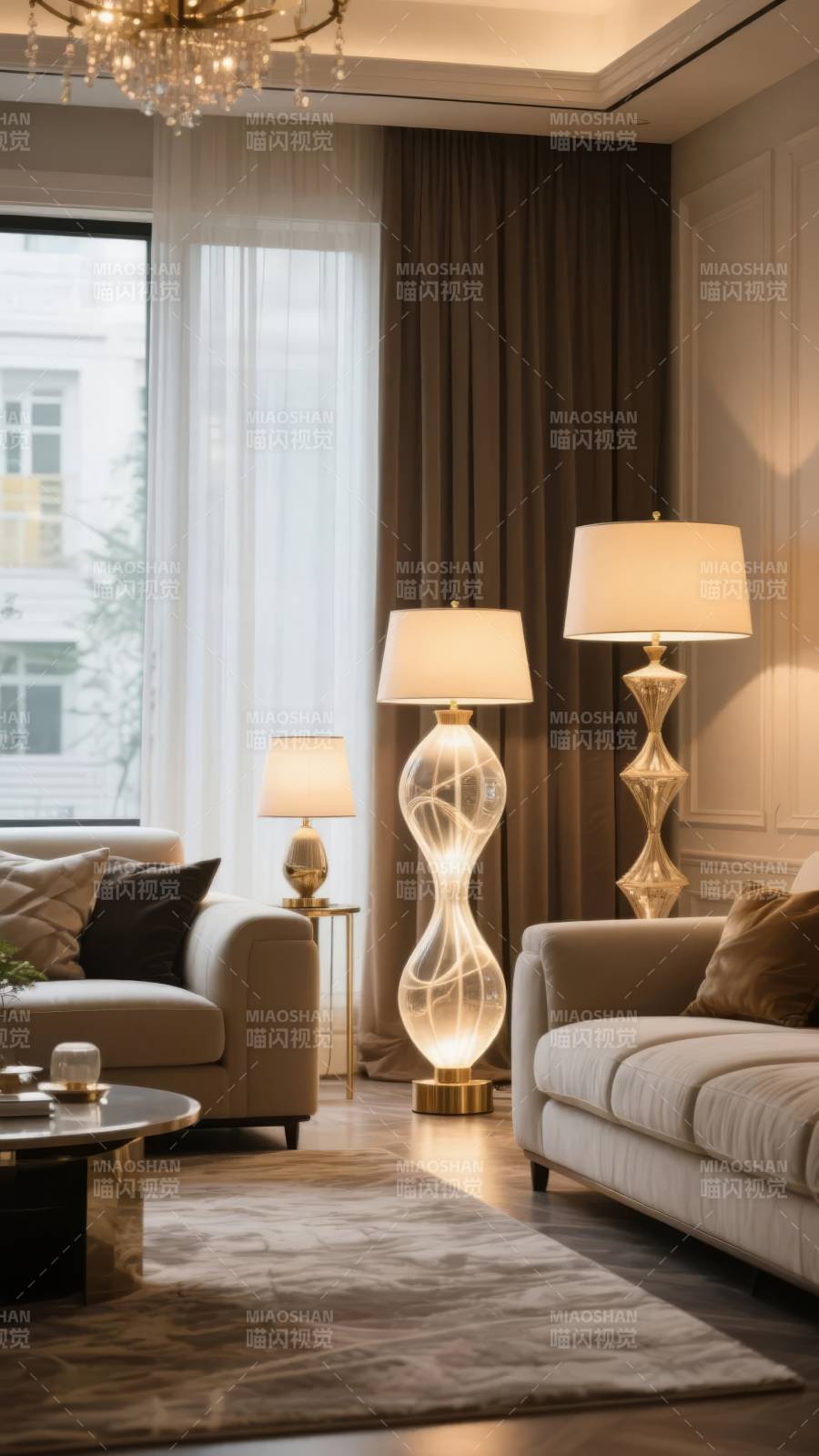 奢华客厅灯饰艺术图片