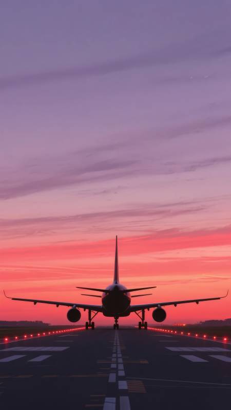 暮色中的飞机跑道图片