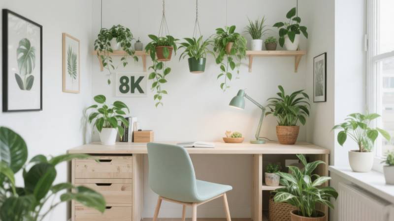 绿意盎然的办公角落图片