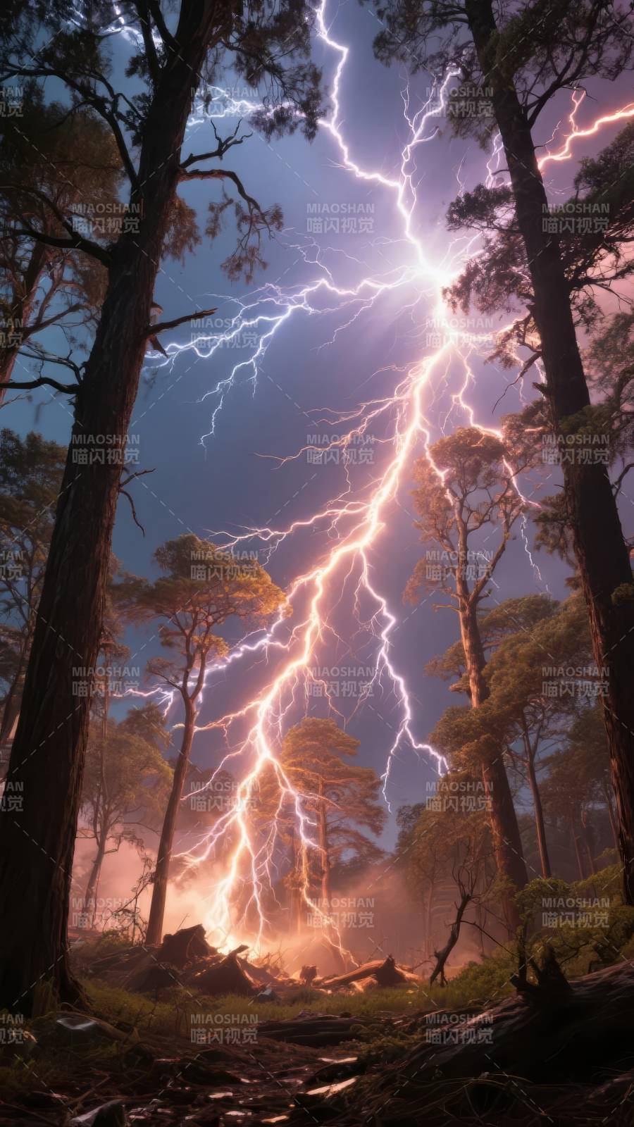 雷击森林图片