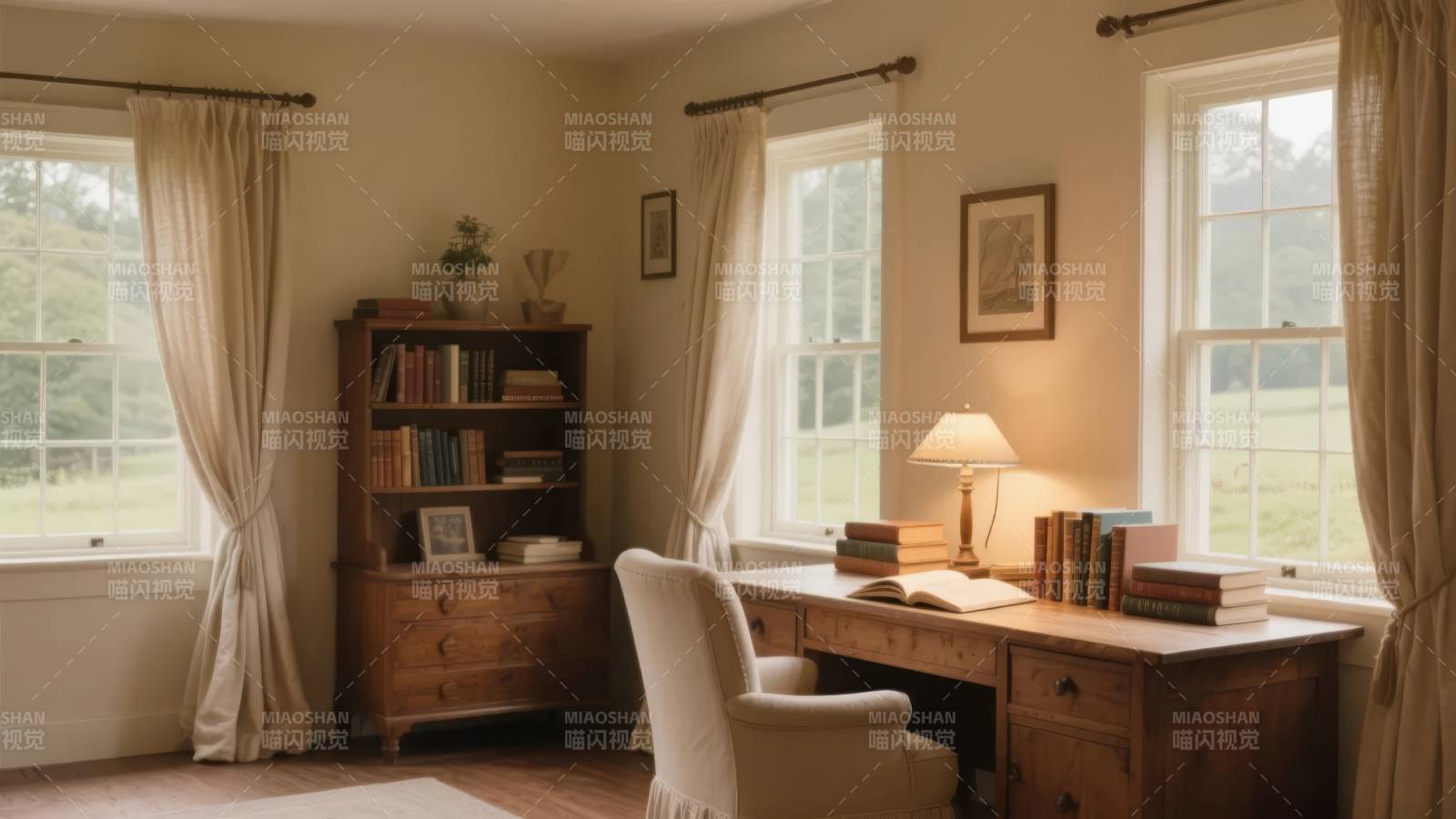 温馨书房一角图片