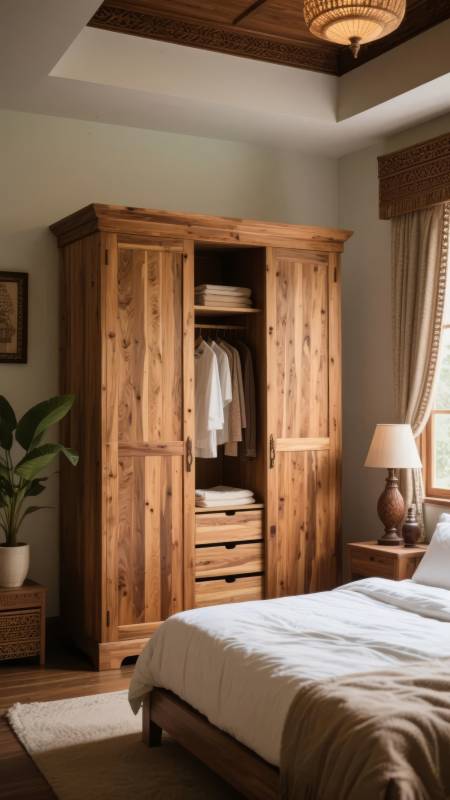 木质衣柜卧室美景图片