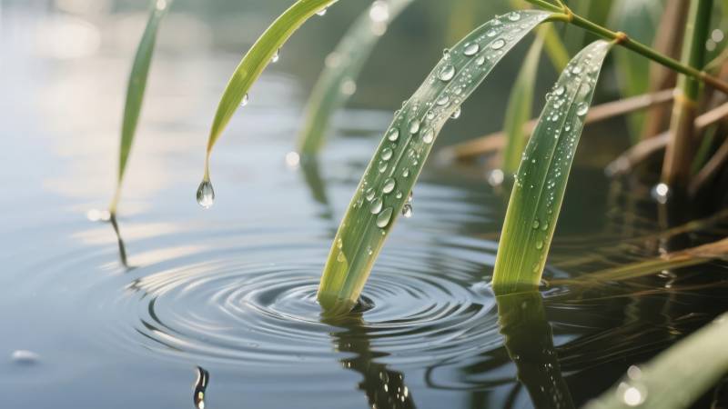 水珠轻落 涟漪荡漾图片