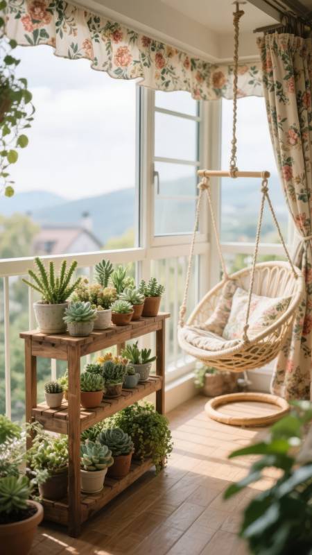 阳台绿意小憩图片