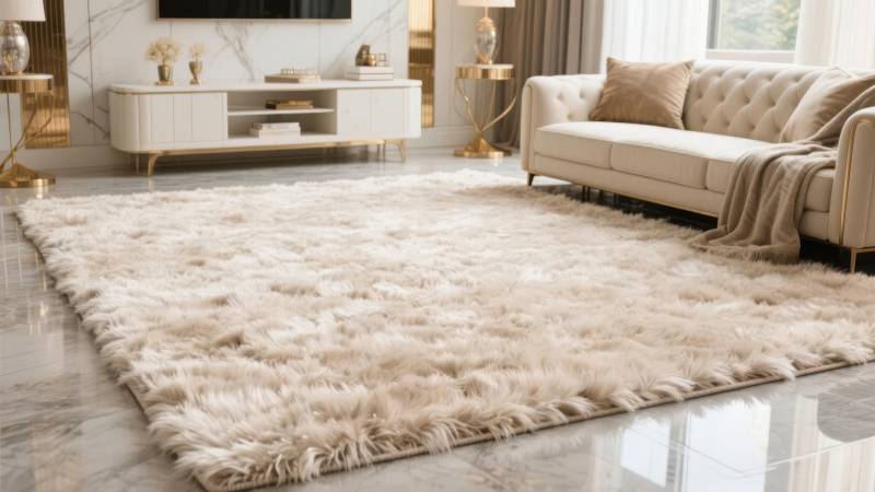 奢华客厅毛绒地毯图片
