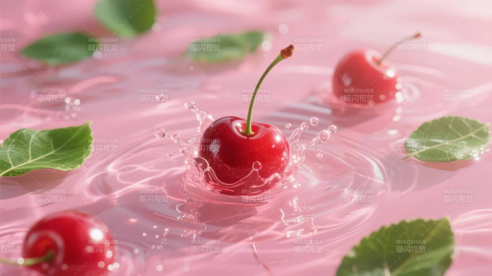 樱桃落水溅起涟漪图片