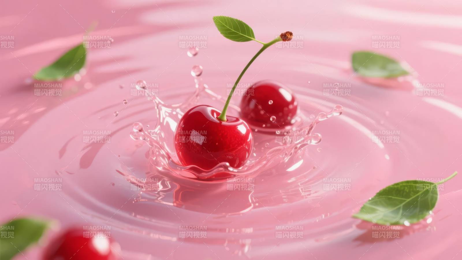 樱桃落水溅起涟漪图片