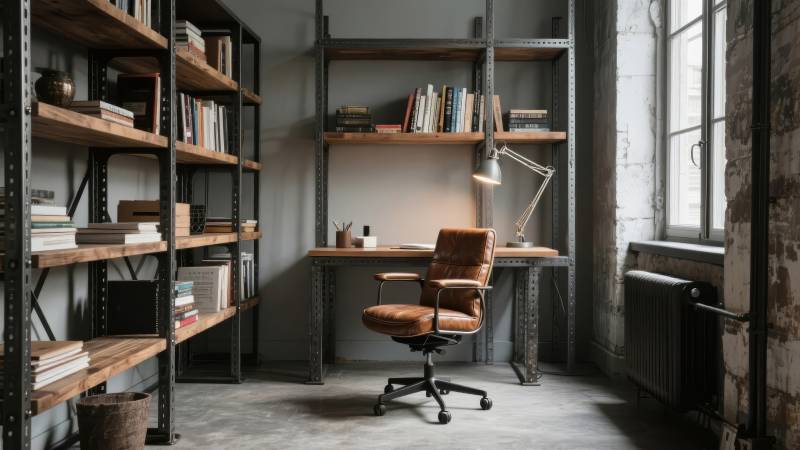 工业风书房一角图片