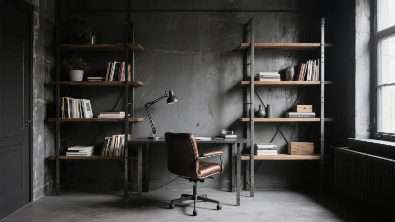 工业风书房一角图片