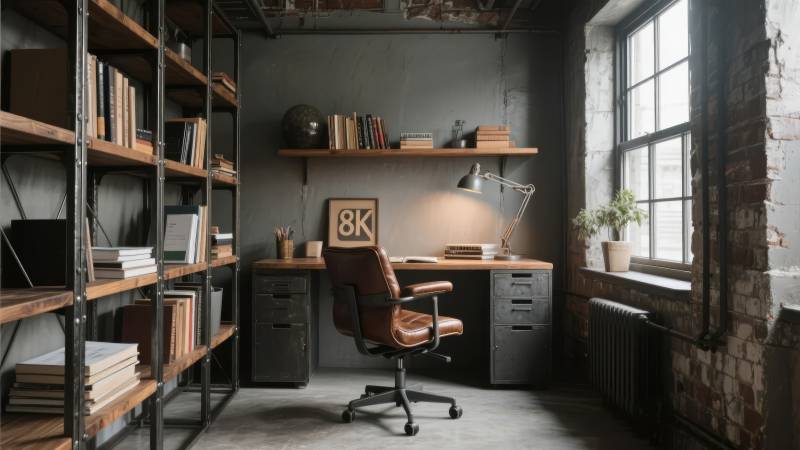 工业风书房一角图片
