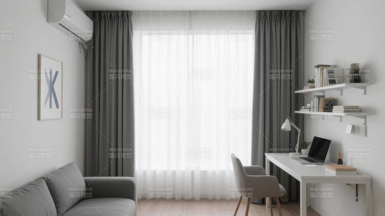 简约现代书房一角图片