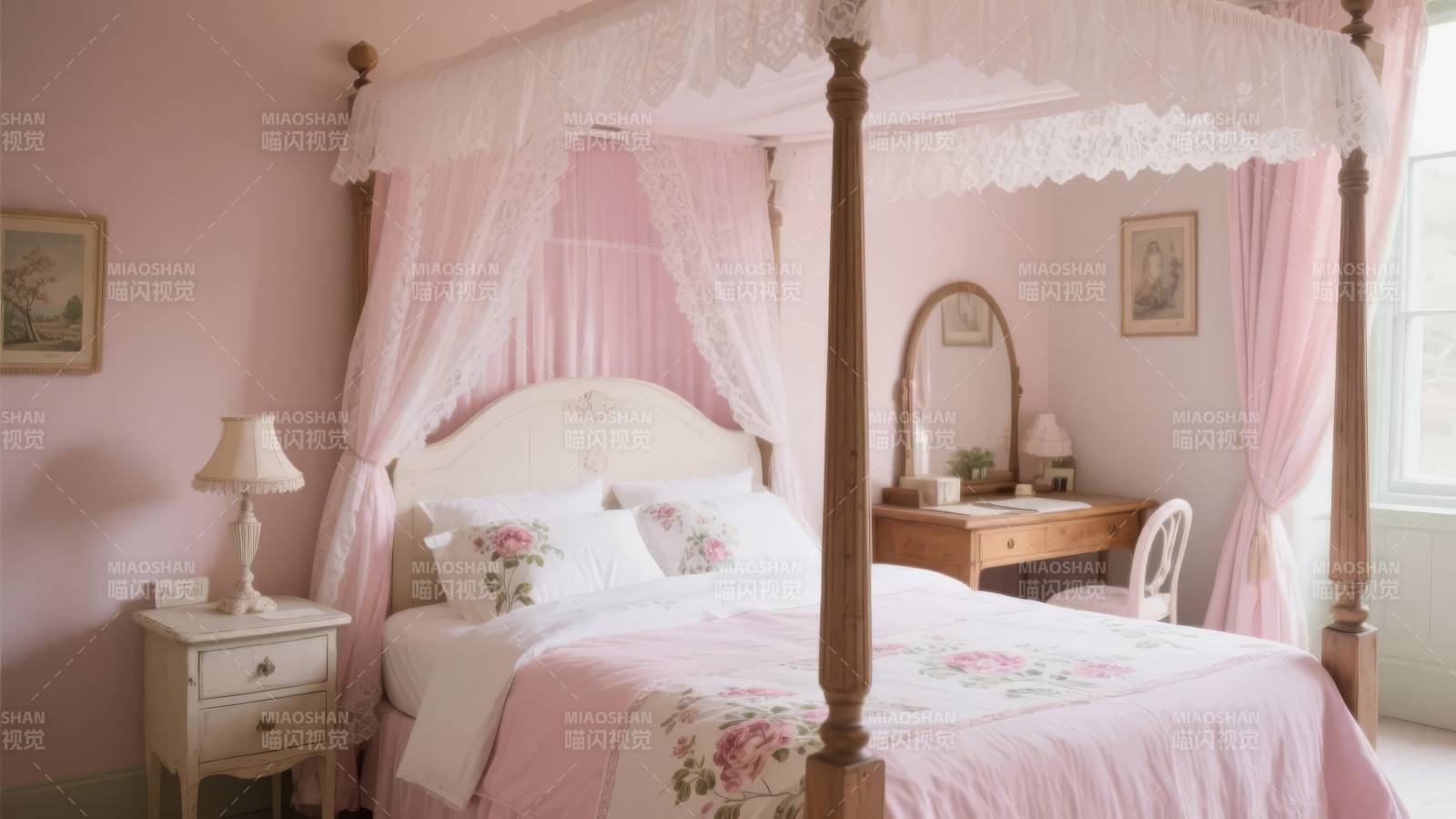 粉色梦幻卧室图片
