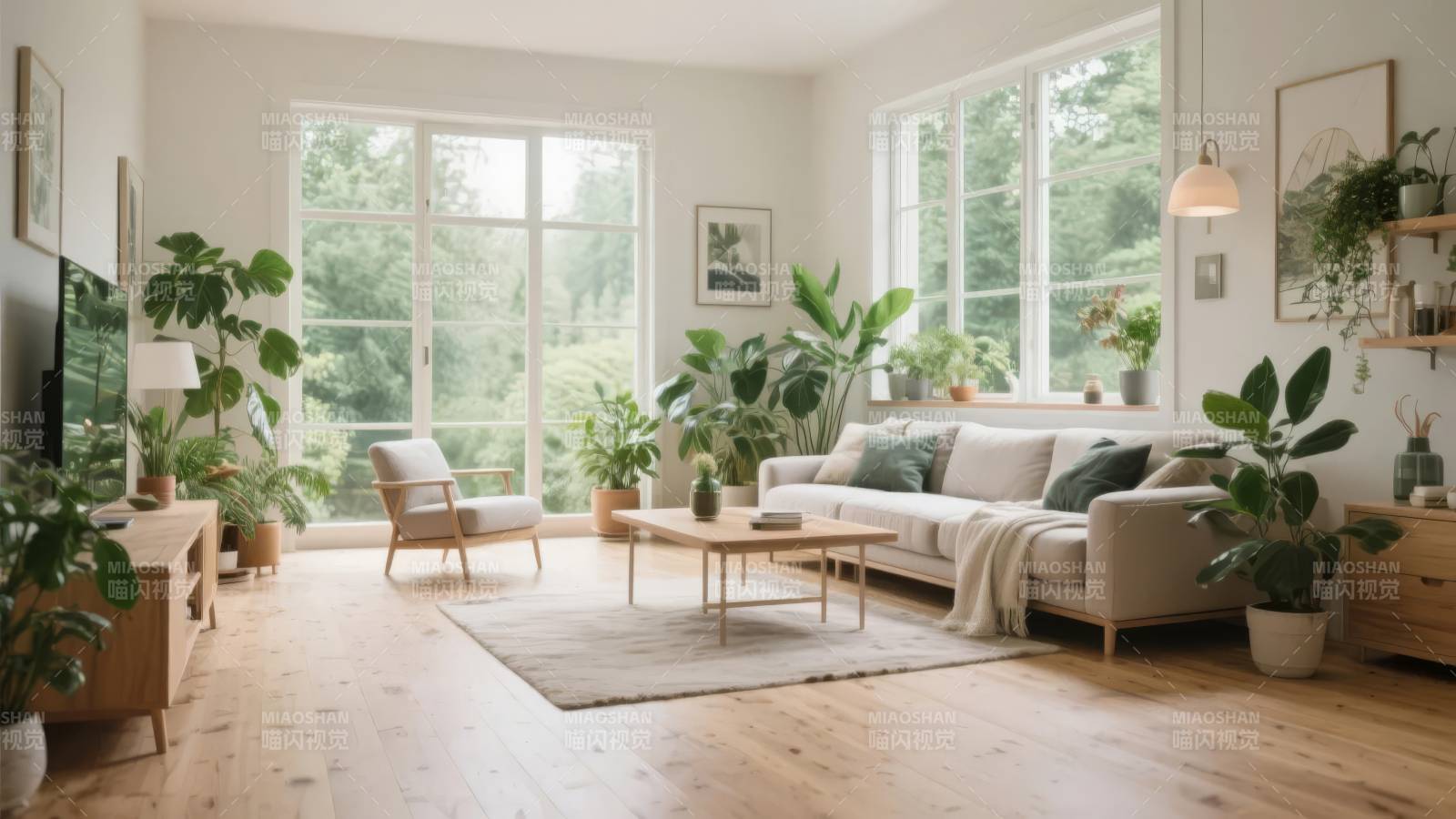 绿意盎然的客厅图片