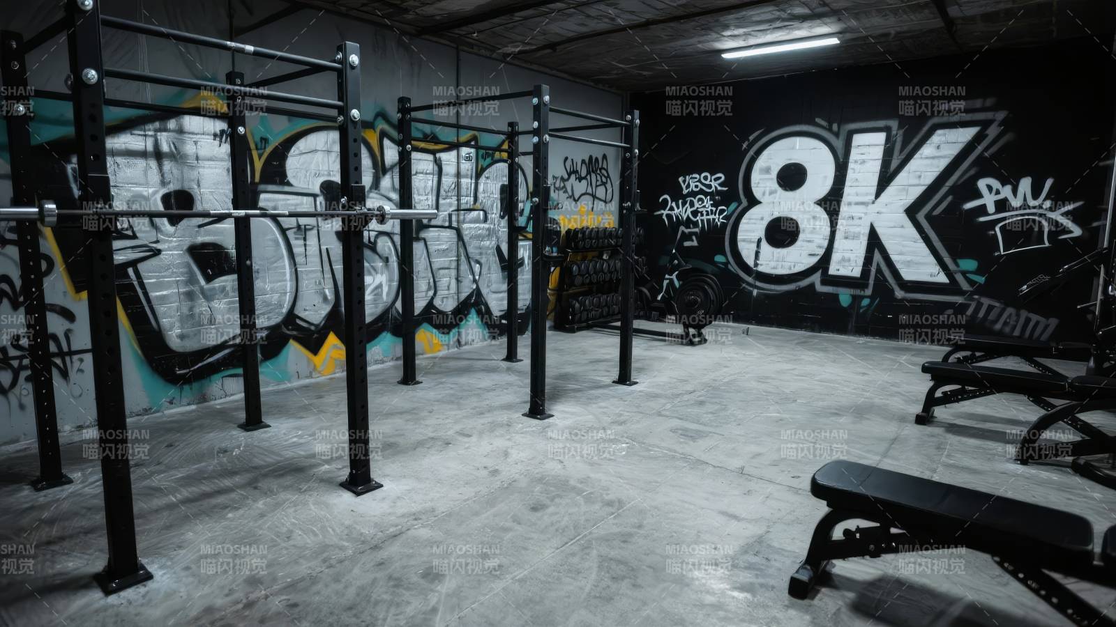 K健身馆涂鸦墙图片