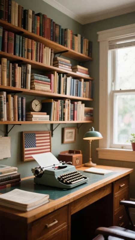 书房里的打字机图片