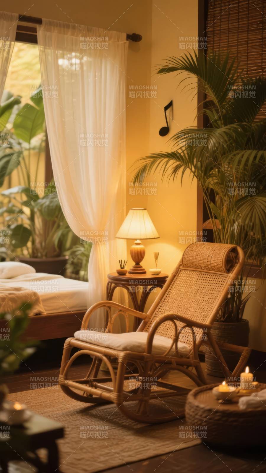 热带风情卧室一角图片