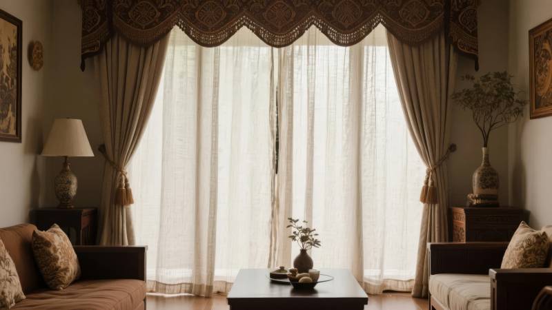 温馨客厅窗帘景图片