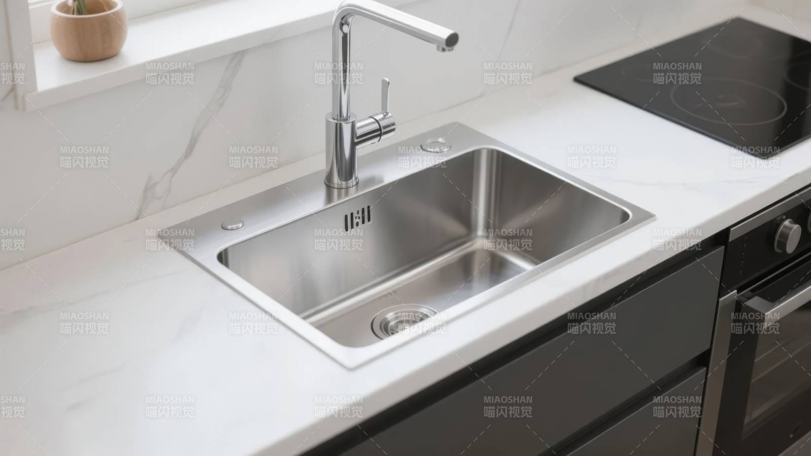 现代厨房不锈钢水槽图片