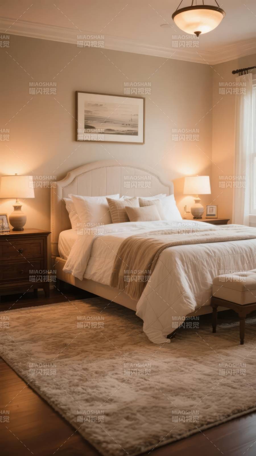 温馨卧室静谧夜图片