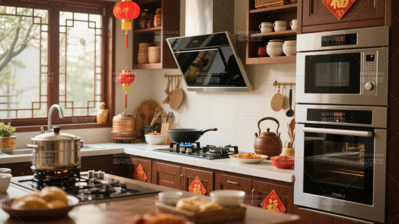 中式厨房温馨一角图片