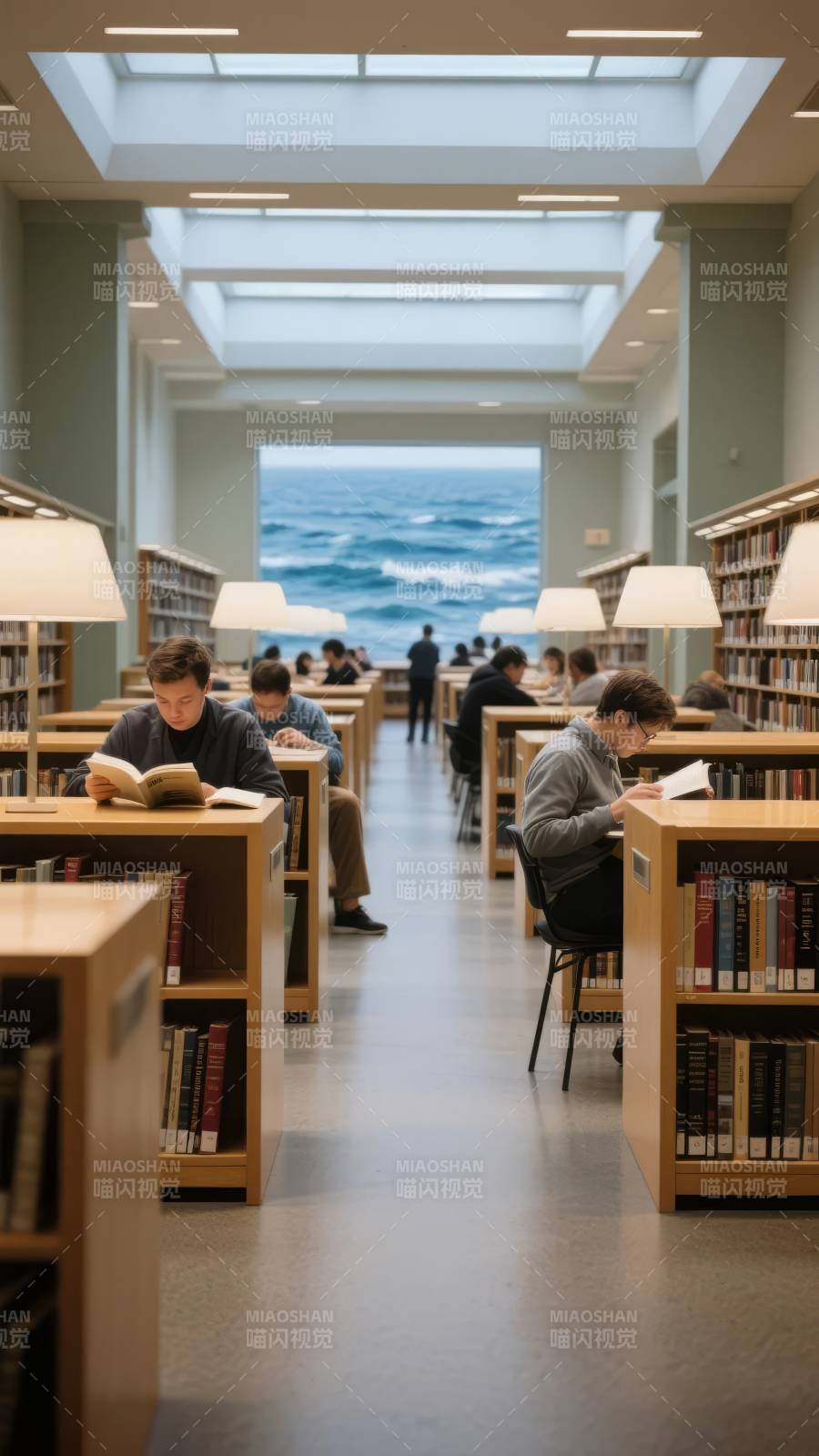 图书馆海景阅读区图片