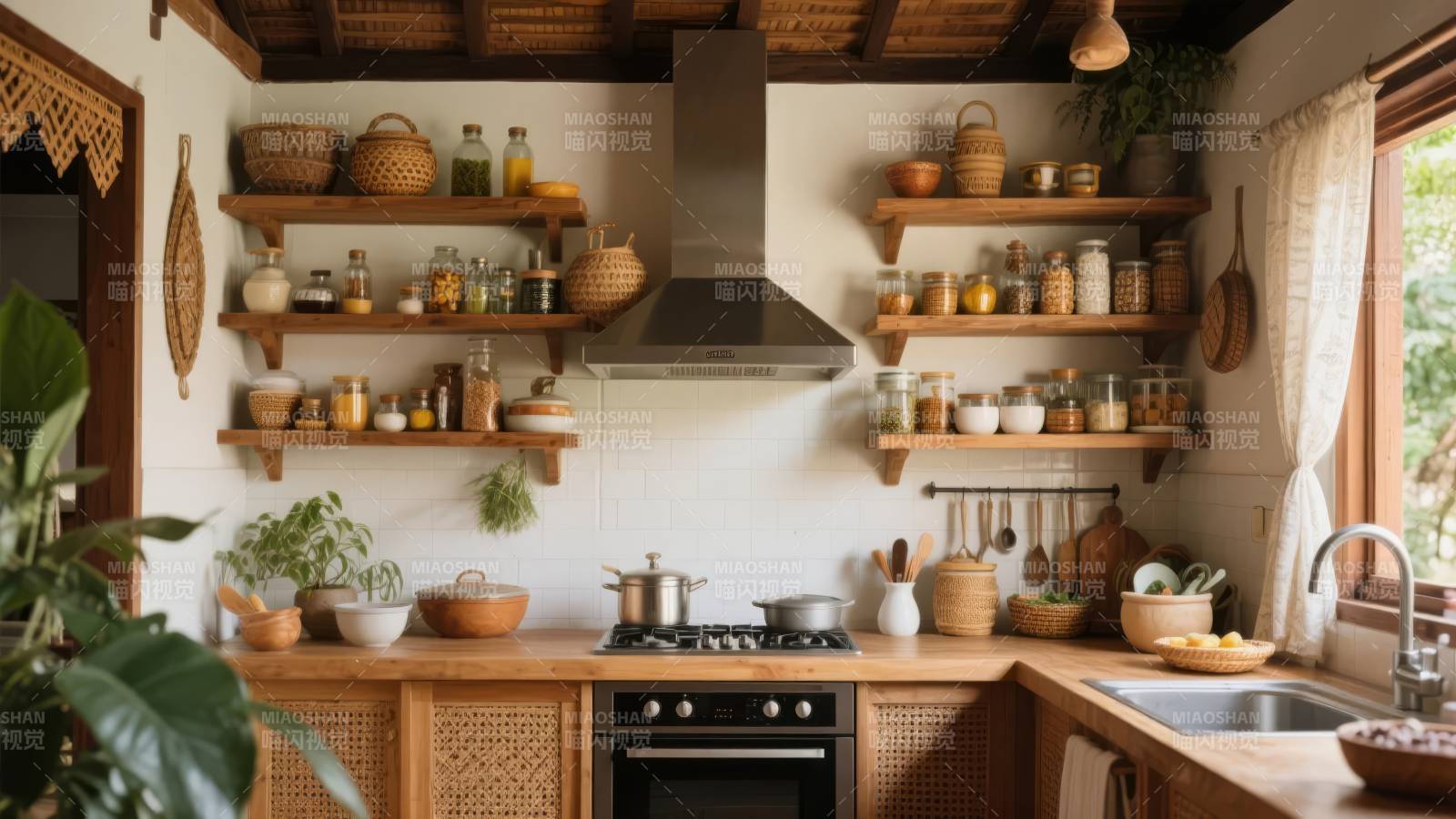 温馨厨房一角图片