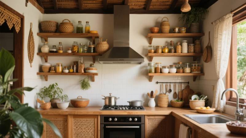 温馨厨房一角图片