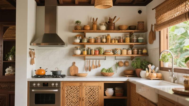 温馨厨房一角图片