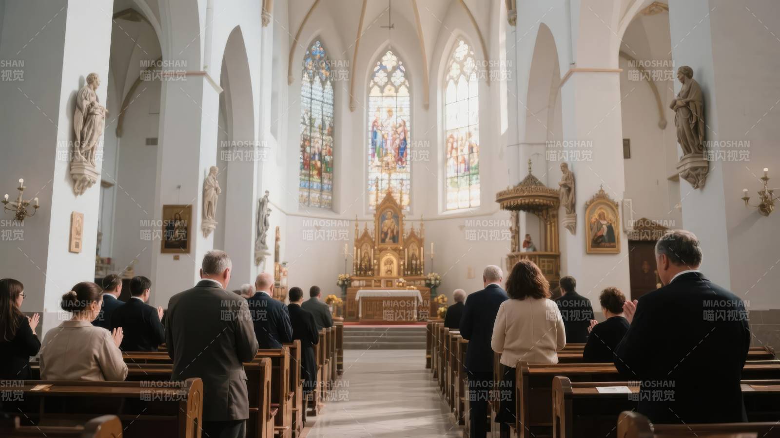教堂礼拜场景图片