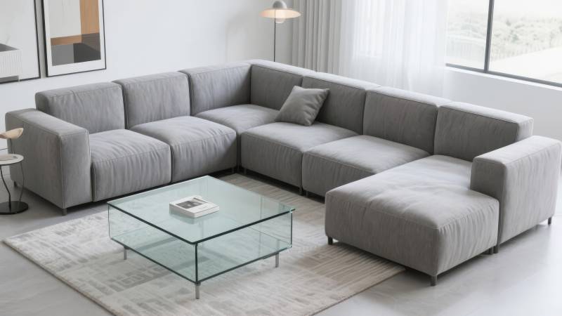 现代简约灰色沙发图片