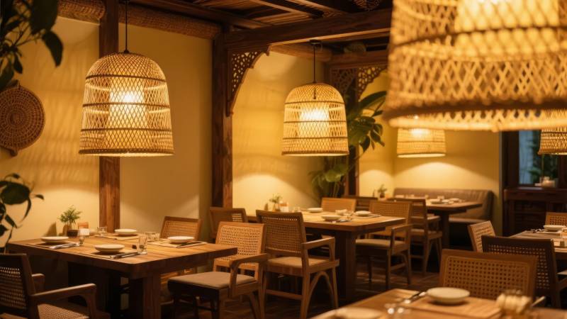 温馨餐厅夜景图片