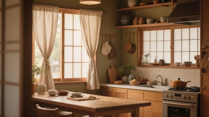 温馨日式厨房图片