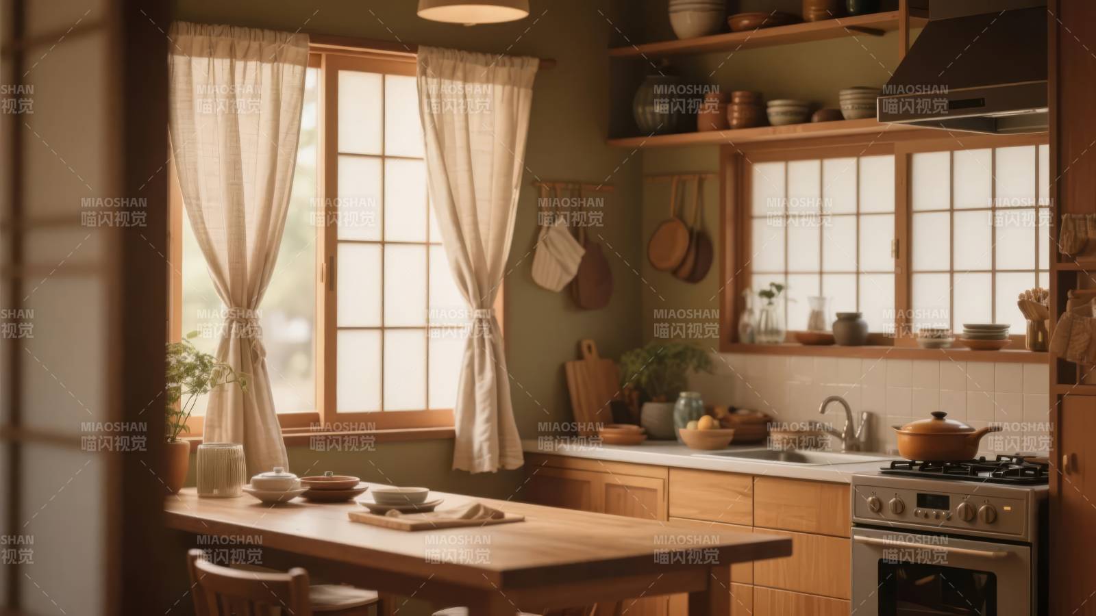 温馨日式厨房图片