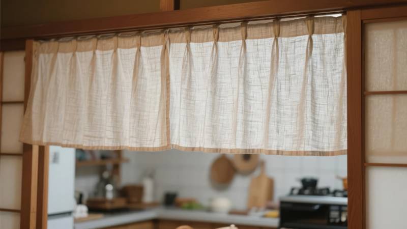 日式厨房窗帘图片