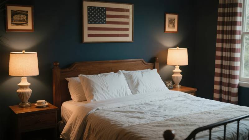 美式卧室温馨布置图片