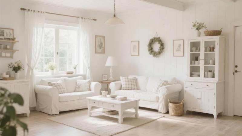 温馨白色客厅布置图片