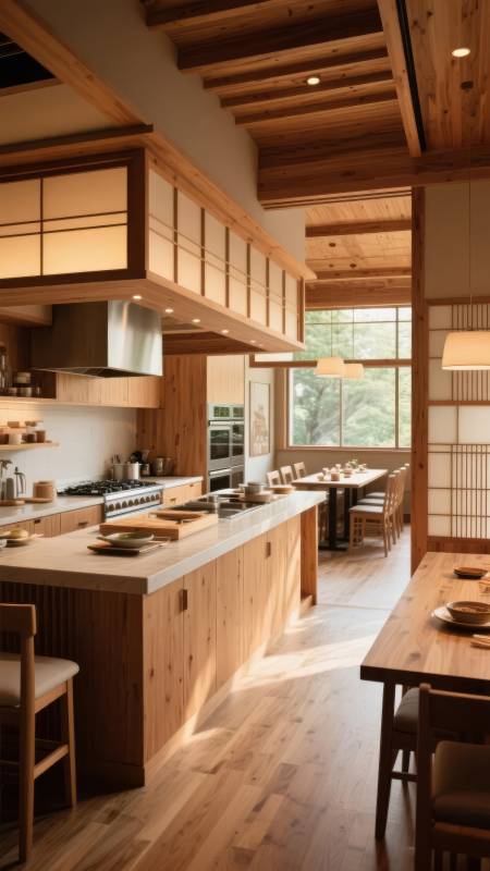 日式木质厨房餐厅图片